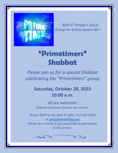 Primetimers Shabbat