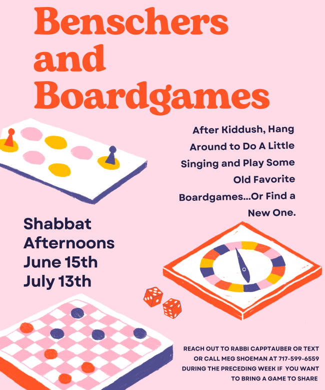 Shabbat Afternoon Benschers and Boardgames