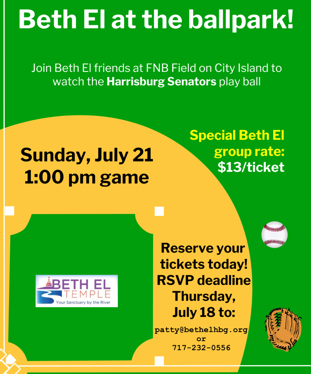 Beth El at the Ballpark: Harrisburg Senators Game
