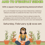 Green Team Shabbat and Tu b'Shevat Seder (MOVED ONLINE)