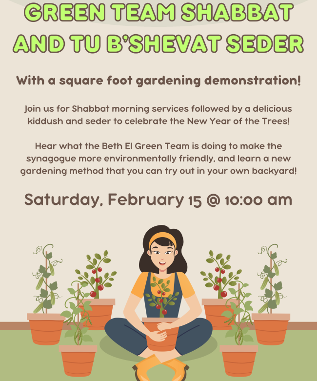 Green Team Shabbat and Tu b'Shevat Seder (MOVED ONLINE)