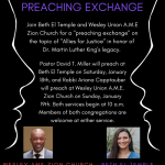 POSTPONED: MLK Weekend Preaching Exchange: Rabbi Capptauber at Wesley Union A.M.E Zion Church