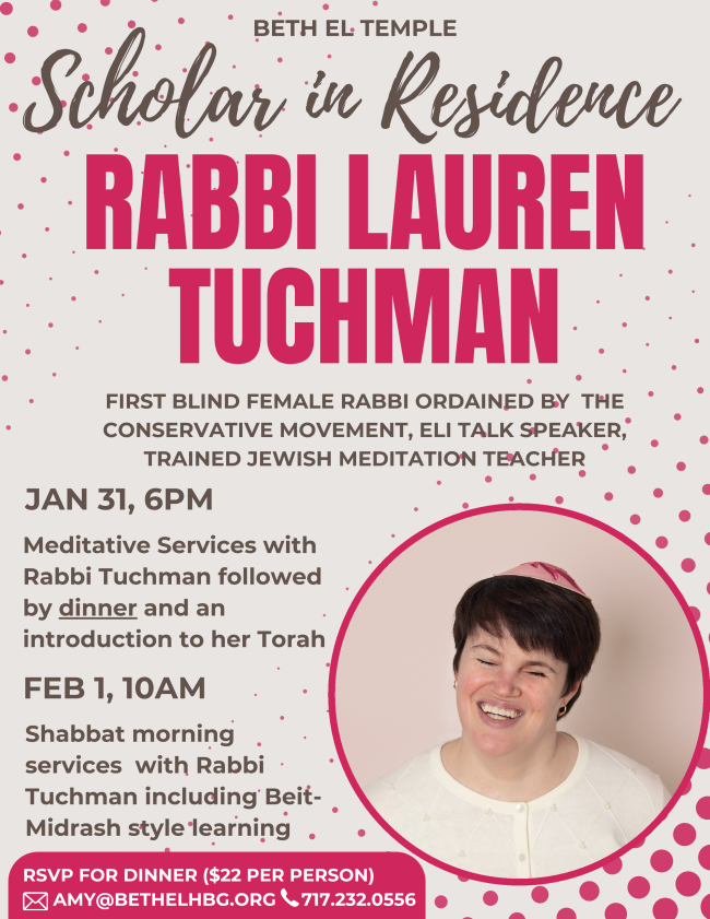 Shabbaton with Scholar-in-Residence Rabbi Lauren Tuchman